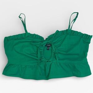 Studio F Kelly Green Ruffled Keyhole Camisole Crop Top SMALL